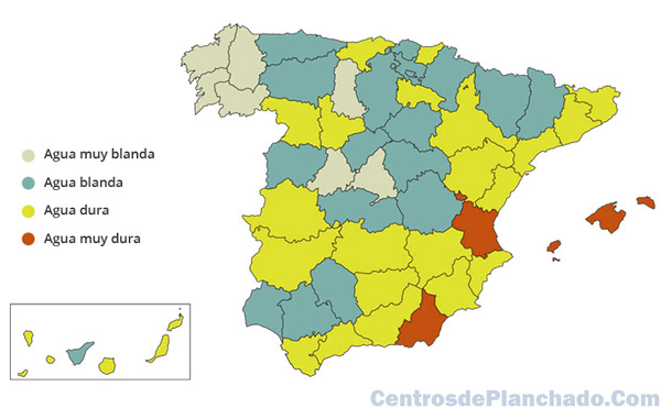 Mapa Cantidad de cal en el agua de España Mapa-Cal-Aguas-duras
